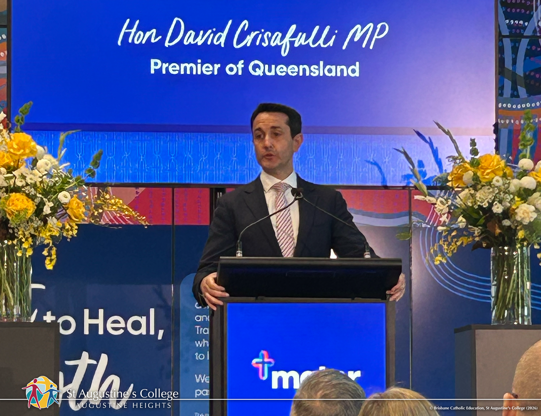 David Crisafulli speaking at event.